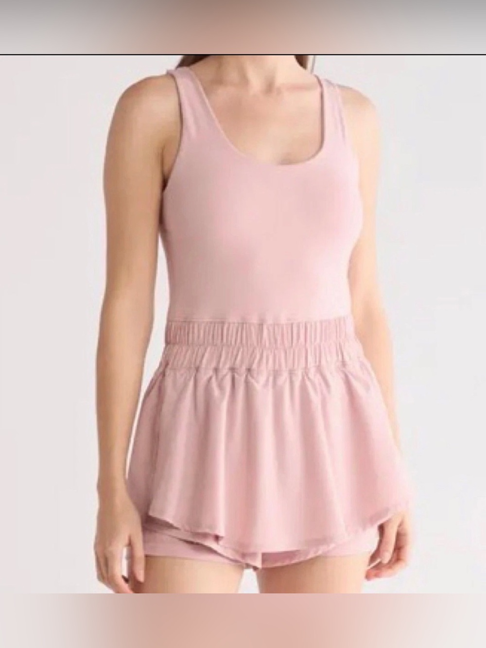 Yogalicious Women’s Pink Lux Pati Scoop Neck Sleeveless One-Piece Romper Size S